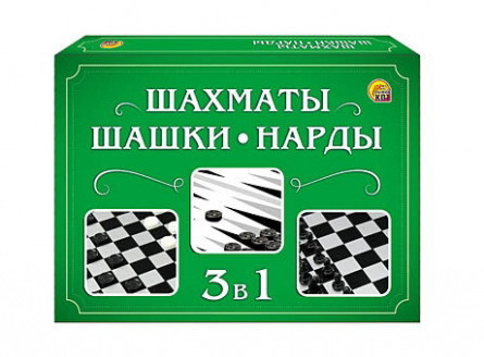 Настольная игра Рыжий кот Шахматы, шашки, нарды (мини-коробка) - ИН-1612