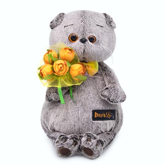 Мягкая игрушка Budi Basa Басик с букетом оранжевых пионов 30 см - Ks30-117