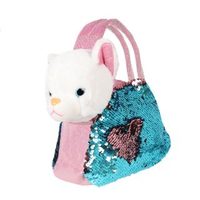 Мягкая игрушка Fluffy Family Котенок в сумочке с пайетками 19 см - 681688