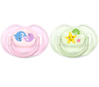 Пустышки Classic Philips AVENT для девочки с 0 до 6 месяцев, дельфин, морская звезда - SCF169|36