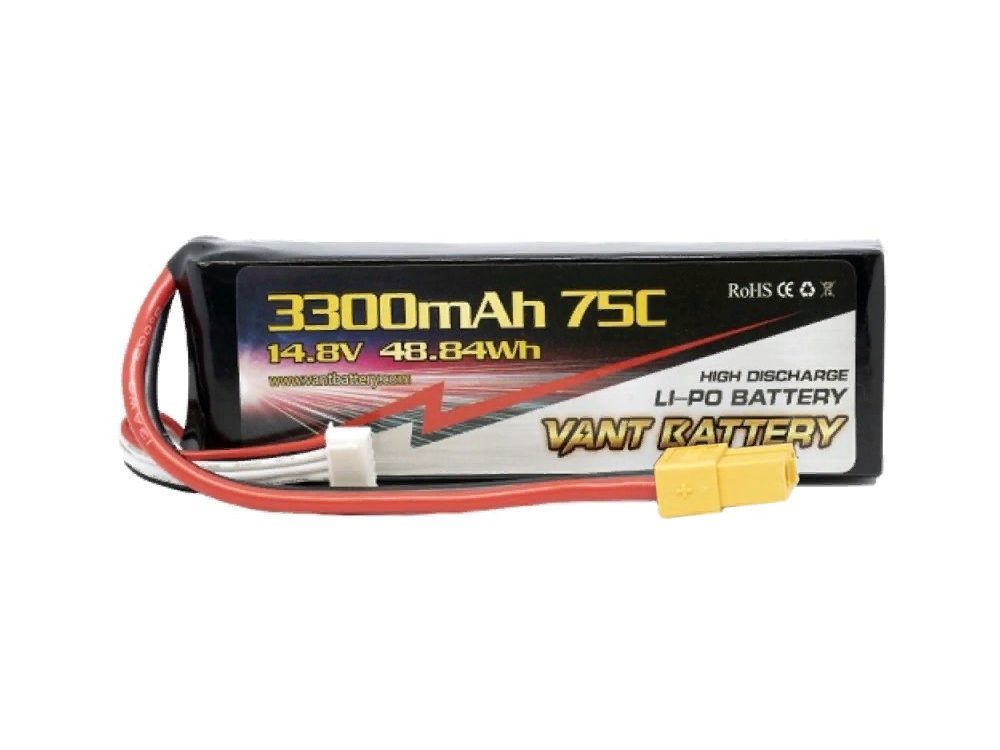 Аккумулятор LiPo Vant - 14.8В 3300мАч 75C (4S, мягкий корпус, разъём XT60) - VTB-4S-3300-75C-SC