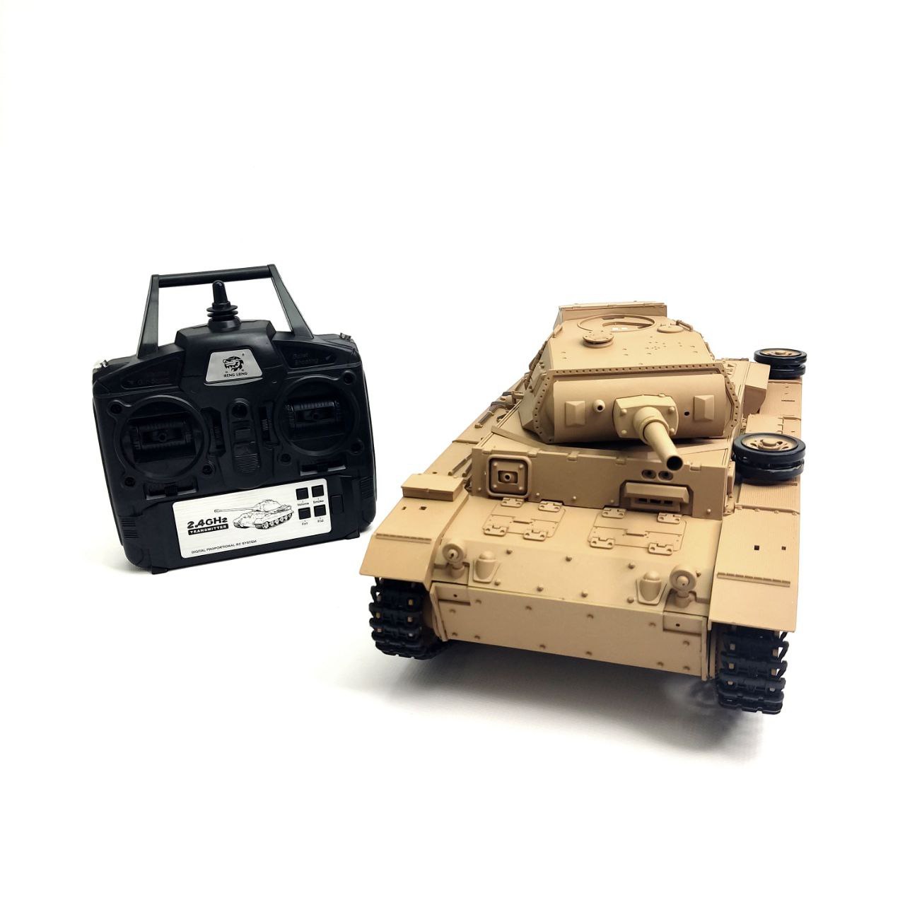 Радиоуправляемый танк Heng Long Panzerkampfwagen III (Германия) Upgrade V7.0 RTR масштаб 1:16 2.4G - 3849-1Upg V7.0