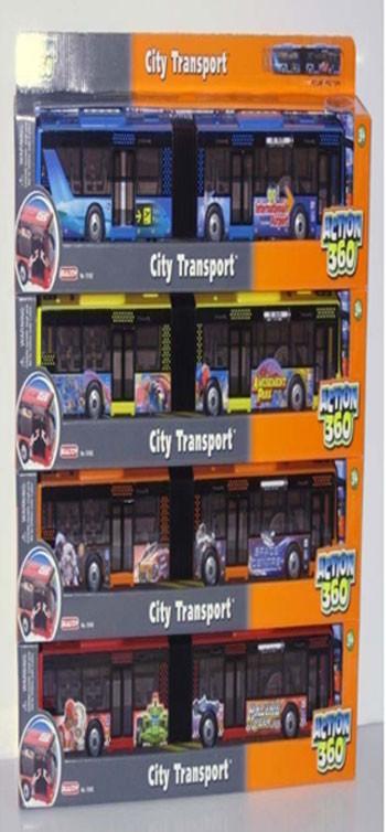 Инерционный пластиковый Городской автобус с гормошкой Realtoy 41,7 см, 4 вида, 131 - В41559
