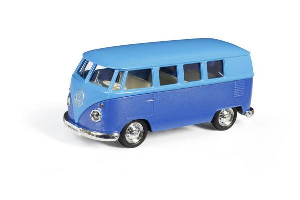Автобус инерционный металлический RMZ City 1:32 Volkswagen Type 2 (T1) Transporter, цвет матовый голубой с синим - 554025M(K)