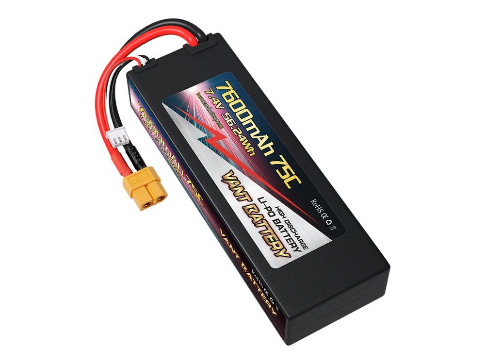 Аккумулятор LiPo Vant 7.4V 7600mAh 75C hard case battery and XT60 plug - VTB7600-80-2S2P