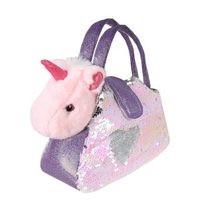 Мягкая игрушка Fluffy Family Единорог в сумочке с пайетками 18 см - 681687