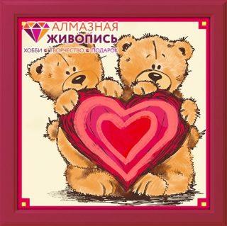 Алмазная мозаика *Мишки с сердцем*,  23*23 - АЖ-1291