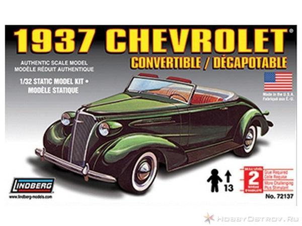 Склеиваемая пластиковая модель автомобиля Hawk Lindberg 1937 Chevy Convertible 1:32 - HL72137