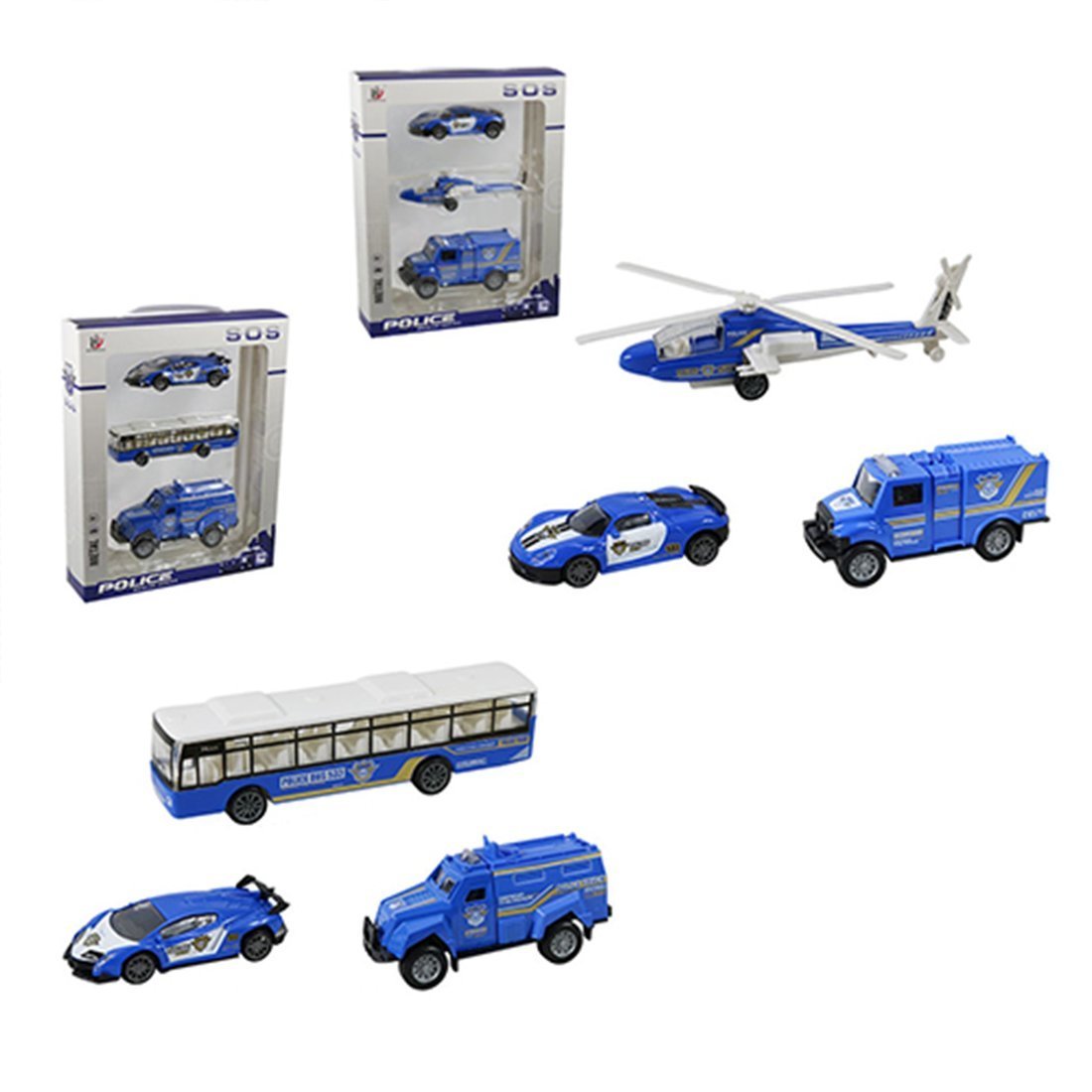Игр.набор Полиция, в комплекте: транспорт металлический, инерционный 3шт., коробка, в ассортименте - HY283-3