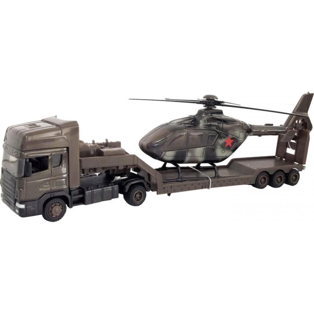 Машина Autogrand *SCANIA TRANSPORT* военная с вертолетом 1:48, серия TRUCK - 48747