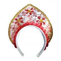 Кокошник Новогодняя сказка Сказочный, красный с белым, детский - 973776
