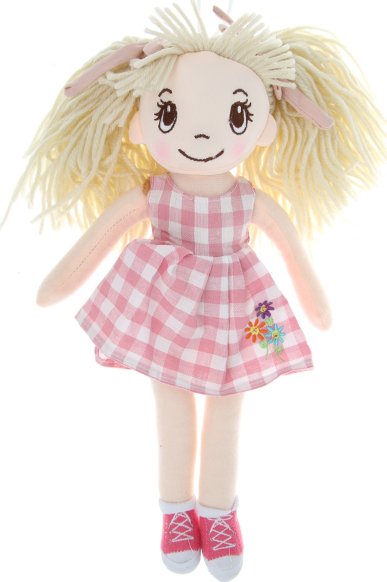 Мягкая кукла ABtoys в клетчатом платье, 30 см - M6045
