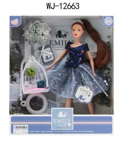 Кукла ABtoys Emily Синяя серия с подвесными качелями и аксессуарами , 30см - WJ-12663