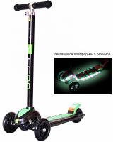 Самокат Y-SCOO MAXI Laser Show black|green - 5857