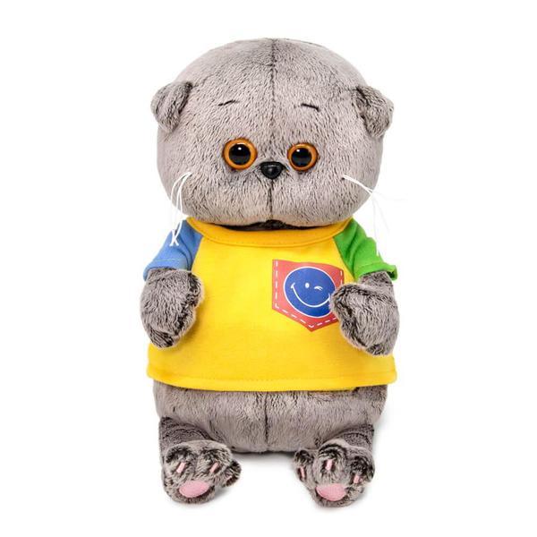 Мягкая игрушка Budi Basa Кот Басик BABY в футболке со смайликом 20 см - BB-084