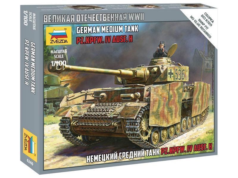 Сборная модель Zvezda Немецкий танк Т-IVH, масштаб 1:100 - ZV-6240