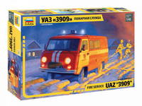 Сборная модель Zvezda *Пожарная служба *УАЗ 3909* масштаб 1:43 - 43001з