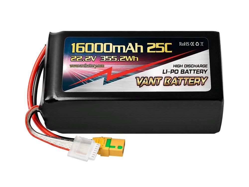 Аккумулятор LiPo Vant 22.2V 16000mAh 25C soft case battery and XT90-S plug - VTB16000-25C-6S