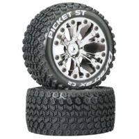 Покрышка и колёсный диск зад Picket C2 2.8 2WD (2шт.) (хром) - DTXC3549