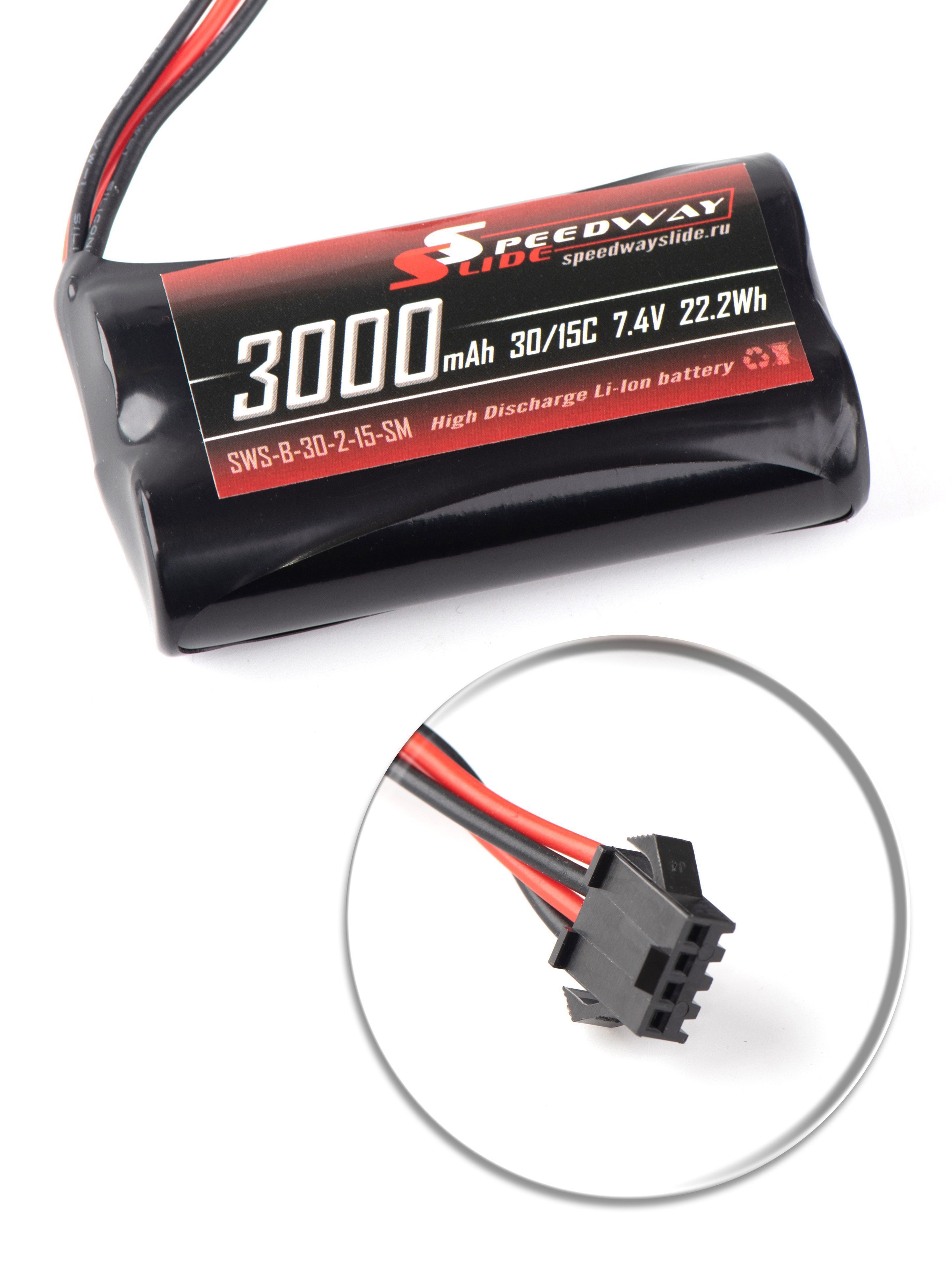 Аккумулятор Speedway Slide 70x37x19mm Li-Ion 3000mAh 2S 7.4V 30C softcase SM-4P - SWS-B-30-2-15-SM