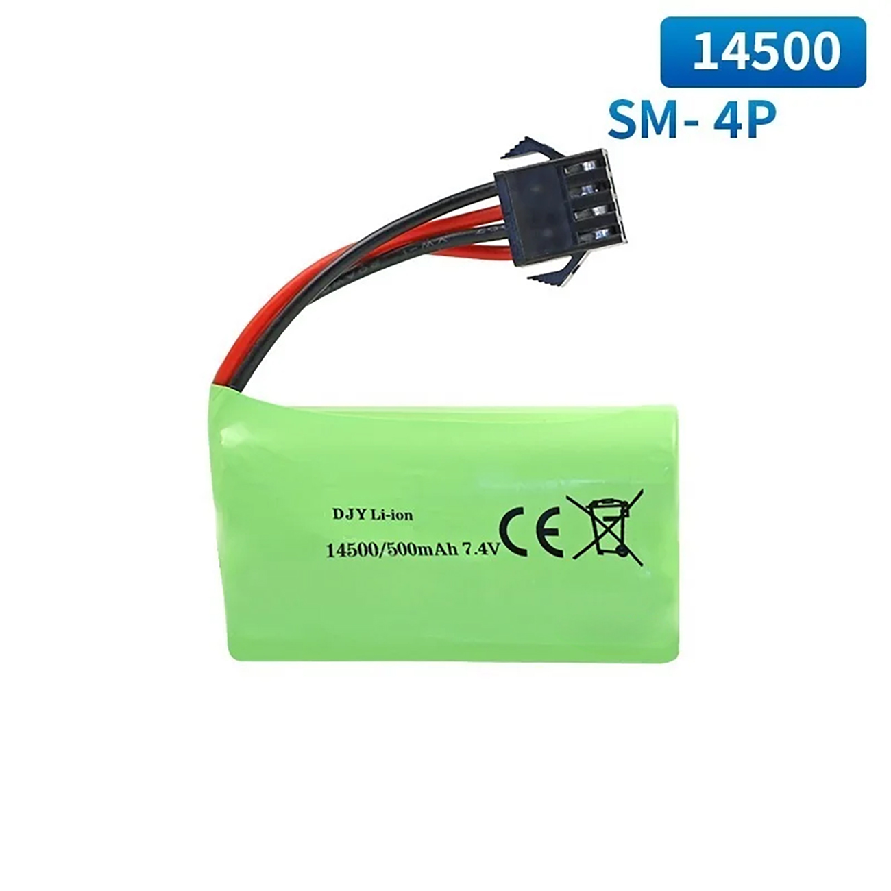 Аккумулятор Li-Ion 7.4V 500 mAh, разъем SM-4P | YP4 - DJY-14500-YP4