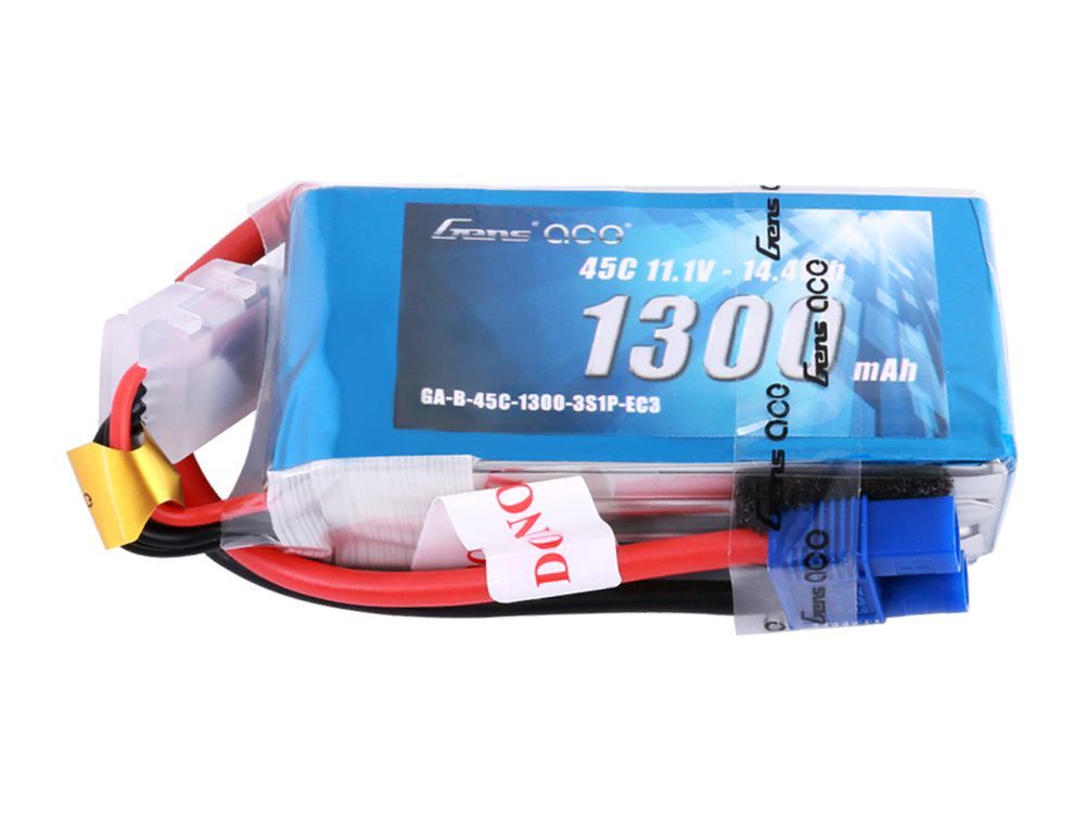 Аккумулятор Gens Ace 1300mAh 11.1V 45C 3S1P Lipo EC3 Plug - GA-EC3-B-45C-1300-3S1P