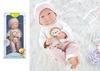 Пупс Junfa Pure Baby в белой со львенком кофточке, бело-розовых в полоску штанишках и шапочке, 35см - WJ-22521