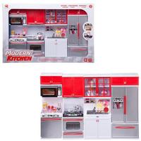 Детская кухня Junfa Toys *Модерн*, 4в1, серебристо-красная, звук, свет - 26211