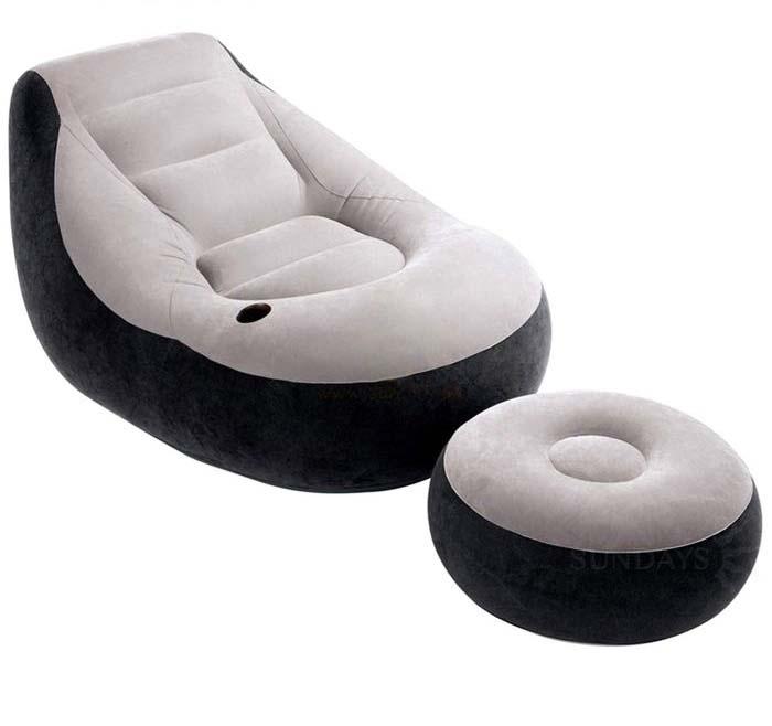 Надувное кресло для отдыха Intex 130 х 99 х 76 см и пуфик 64 х 28 см - с68564
