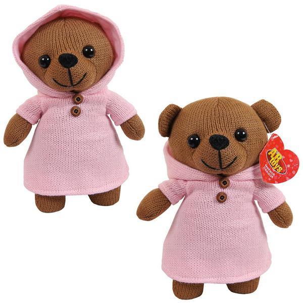 Мягкая игрушка ABtoys Knitted. Мишка вязаный, 22 см. в розовом костюмчике - M5145
