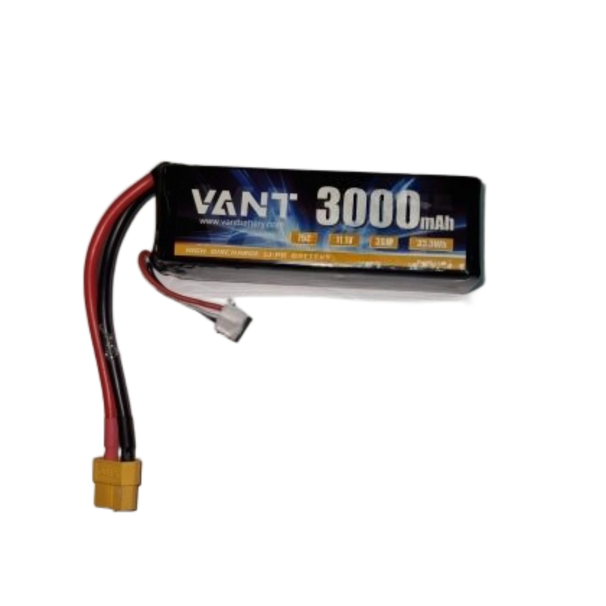 Аккумулятор LiPo Vant - 11.1В 3000мАч 75C (3S, мягкий корпус, разъём XT60) - VTB-3S-3000-75C