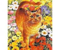 Алмазная мозаика *Котик в цветах*, 30х40 см - ST704