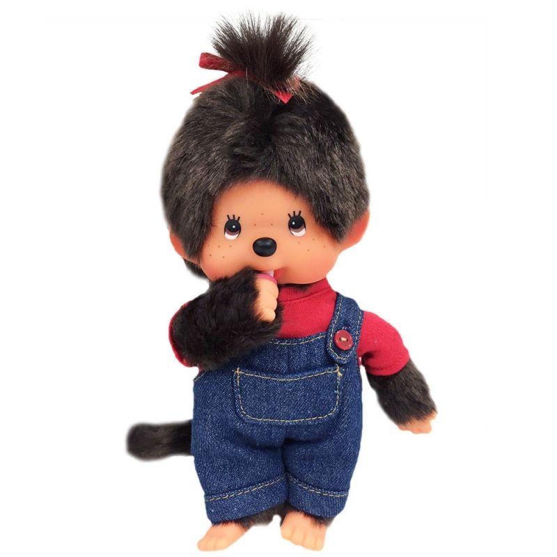 Мягкая игрушка Monchhichi Девочка в комбинезоне и красной футболке 20 см - 243570