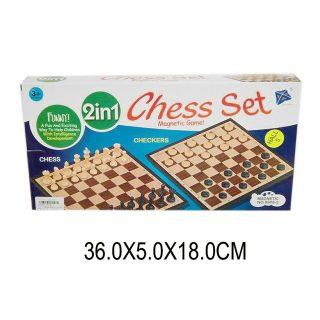Настольная игра 2 в 1 шашки, шахматы, поле 36*36 см - 8908-2