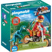 Конструктор Playmobil Динозавры: Гоночный мотоцикл с ящером - 9431pm