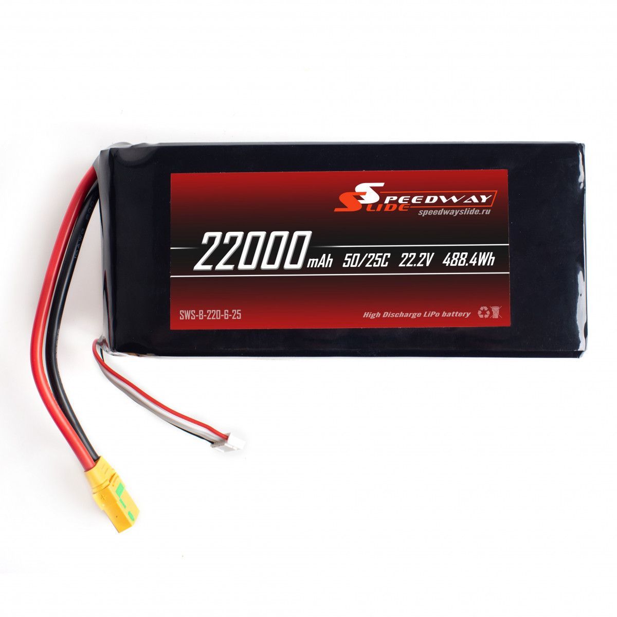 Аккумулятор Speedway Slide Li-Po soft case 6S 22.2v 22000mAh 25C XT90S - SWS-B-220-6-25-XT90S