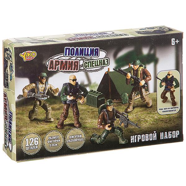 Конструктор Yako Toys Армия, Полиция, Спецназ, набор с палаткой, 126 деталей, M7551A - Г93716