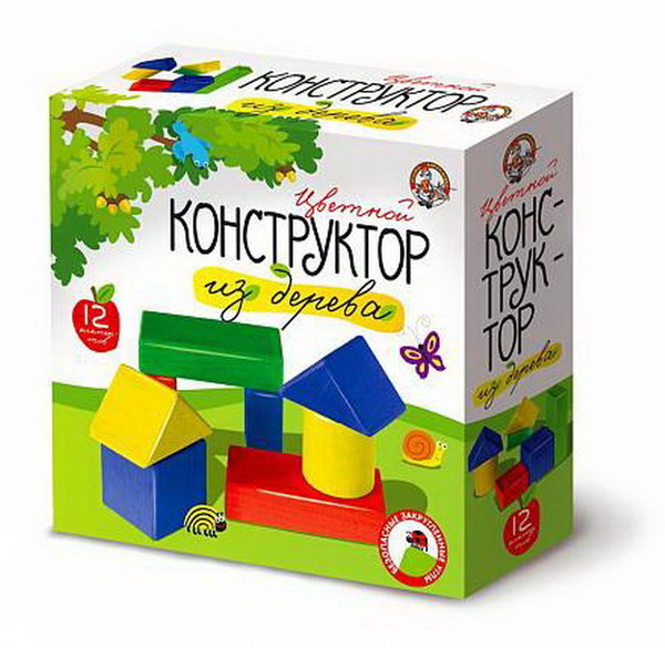 Конструктор Десятое королевство Кубики деревянные 12 элементов окрашенный - 01668ДК-no