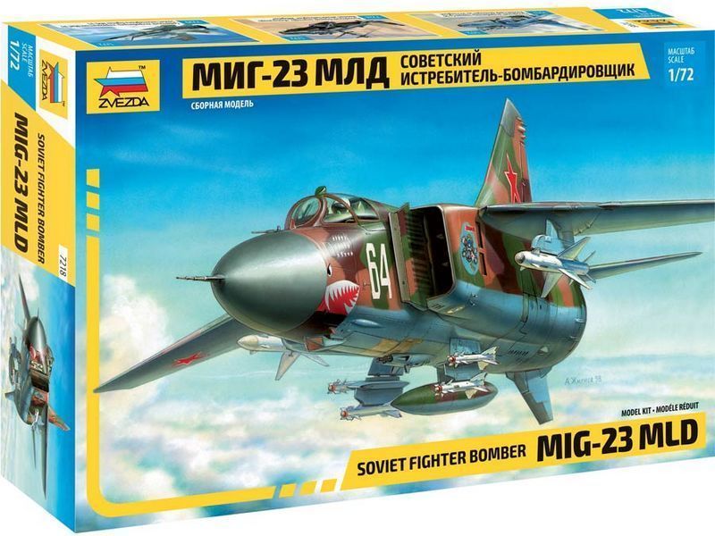 Сборная модель Zvezda Советский истребитель-бомбардировщик МиГ-23МЛД, масштаб 1:72 - ZV-7218
