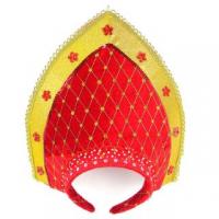 Кокошник Новогодняя сказка 23х30 см, красный + золотой - 973719