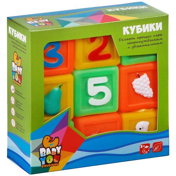 Набор для купания Bondibon, кубики Цифры, Фрукты, Животные, 9 шт - ВВ2001