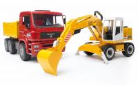 Самосвал Bruder MAN с колёсным экскаватором Liebherr  - 02-751