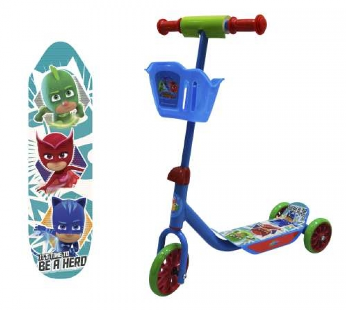 Самокат 1toy PJ Masks трехколесный. ПВХ 6*|5*, корзина, 1,45 кг - Т11700