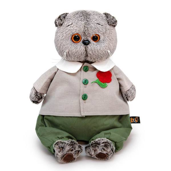 Мягкая игрушка BUDI BASA Кот Басик в комплекте с цветком 19 см - Ks19-225