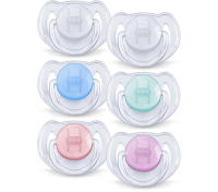 Пустышки силиконовые Классика Philips AVENT для девочки 6-18 месяцев, фиолетовая, розовая, голубая, синяя  - SCF170|22