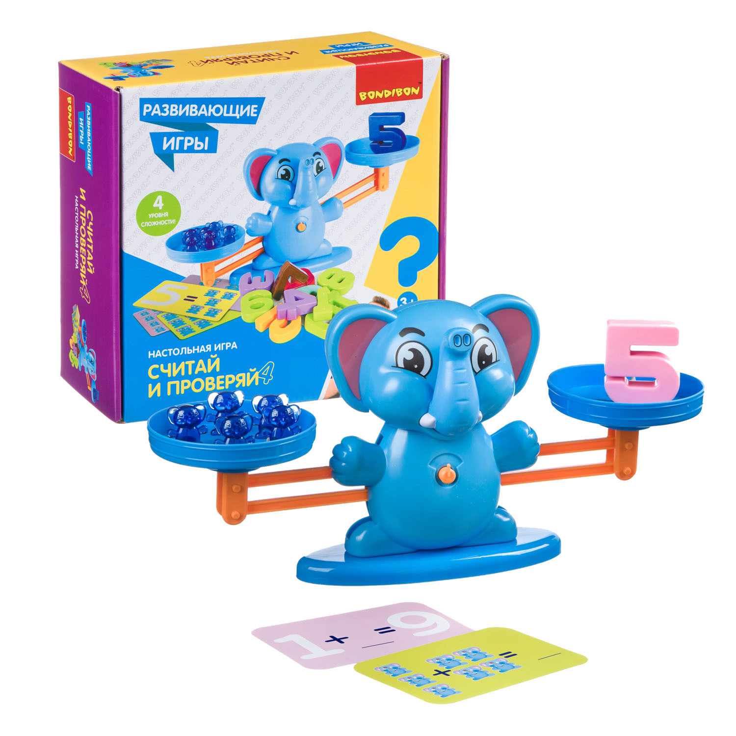 Обучающая настольная игра *Считай и проверяй* со слонятами Bondibon - ВВ4673