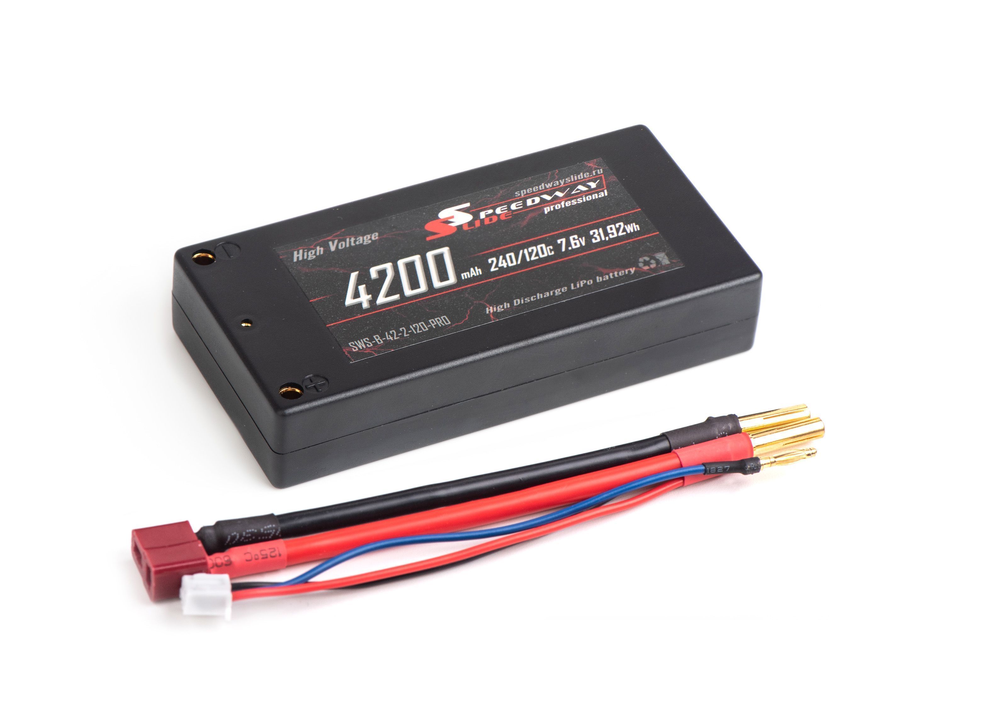 Аккумулятор Speedway Slide Li-Po PRO LCG HV 4200mAh 2S 7.6V 120C T-Plug 95x47x18.5mm Short pack - SWS-b-42-2-120-PRO-Dean