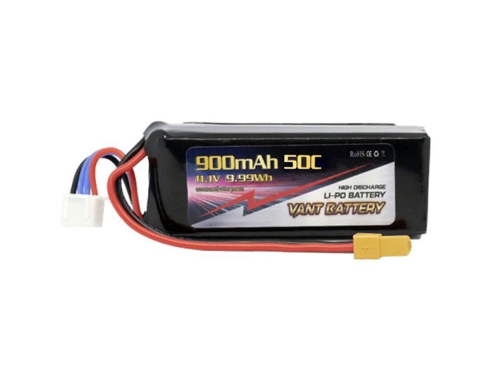 Аккумулятор LiPo Vant - 11.1В 900мАч 50C мягкий корпус, 3S, разъём XT30) - VTB-3S-900-50C-SC