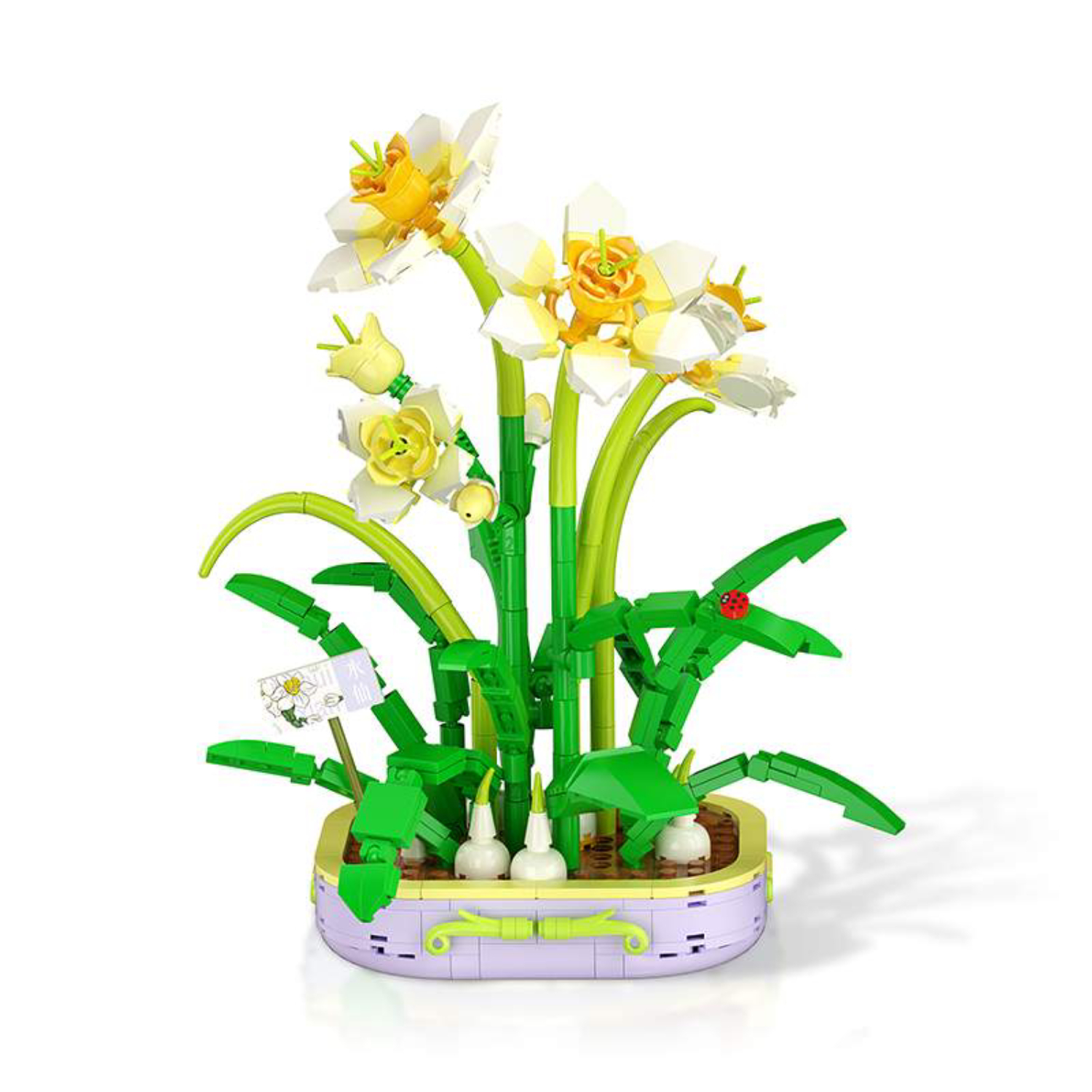 Конструктор RTOY 3D из миниблоков Цветы Нарциссы в горшке с записками, 623 элементов - WL2113