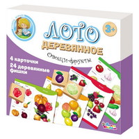 Настольная игра Лото деревянное Десятое королевство Овощи и фрукты - 01996ДК